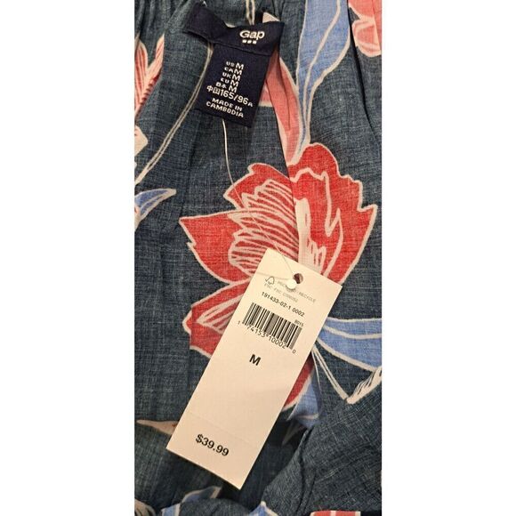Gap Womens Medium Spaghetti Strappy Blouse Floral Boho Blue Pink EVERYDAY top - Picture 5 of 8